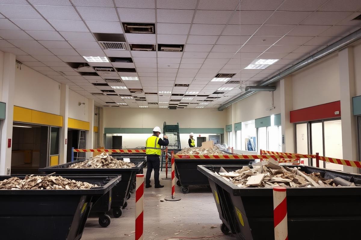 Commercial interior rip-out in progress
